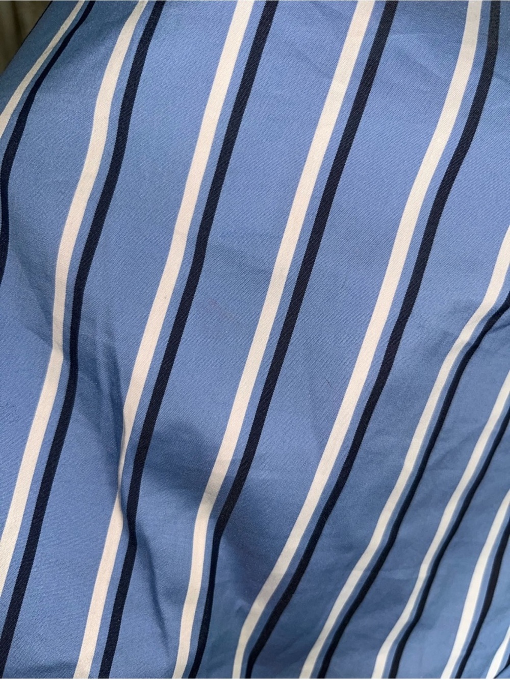 White House Black Market Blue Stripe Bell Sleeve Cotton Stretch Top Size 0 - Picture 5 of 8